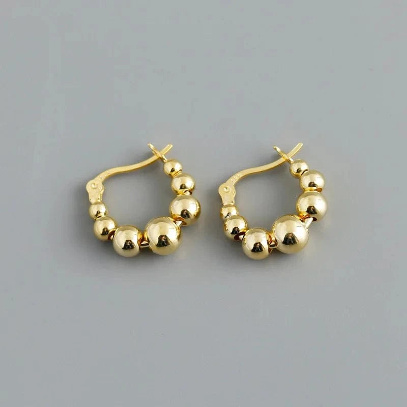 Fashion Summer Jewelry 925 Sterling Silver Small Big Glossy Round Ball Hoop Earrings For Women Gifts