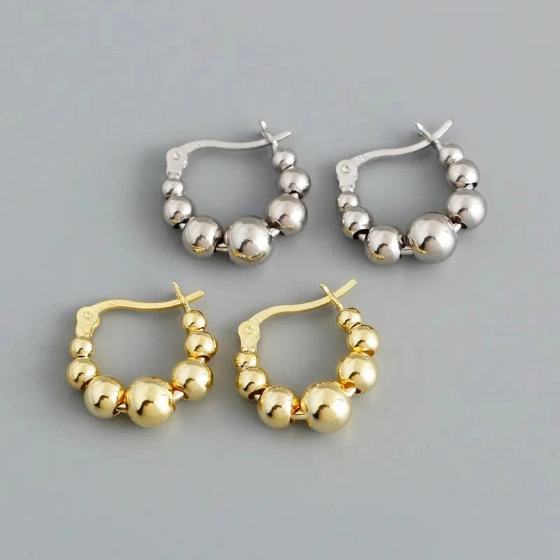 Fashion Summer Jewelry 925 Sterling Silver Small Big Glossy Round Ball Hoop Earrings For Women Gifts