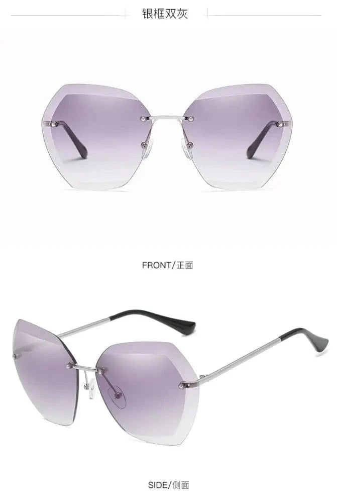 Fashion sunglasses / C2 2024 New Style Custom Fashion Retro Women Sun Glasses Frameless Unique Wholesale Oversized Rimless luxury Sunglasses