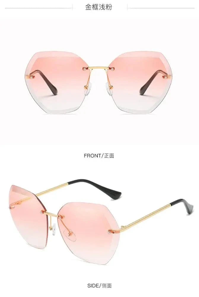 Fashion sunglasses / C3 2024 New Style Custom Fashion Retro Women Sun Glasses Frameless Unique Wholesale Oversized Rimless luxury Sunglasses
