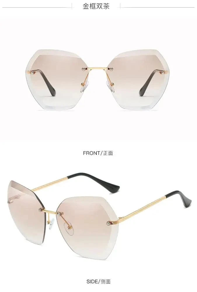 Fashion sunglasses / C4 2024 New Style Custom Fashion Retro Women Sun Glasses Frameless Unique Wholesale Oversized Rimless luxury Sunglasses