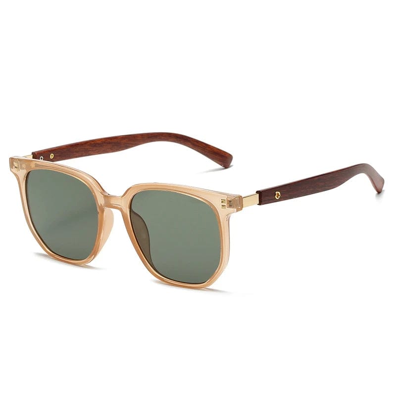 Fashion Sunglasses / C4 New version metal brown sunglasses women's retro wood grain leg Polygon sunglasses fashion sunglasses 2024