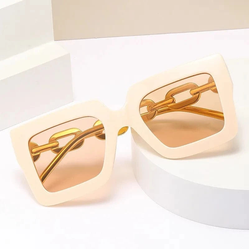 Fashion sunglasses / C5 2024 New arrival fashion custom logo classics leopard print high quality retro chain frame square sunglasses for women