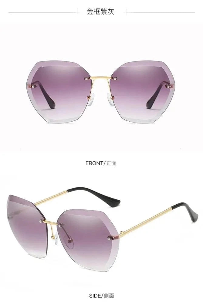 Fashion sunglasses / C5 2024 New Style Custom Fashion Retro Women Sun Glasses Frameless Unique Wholesale Oversized Rimless luxury Sunglasses
