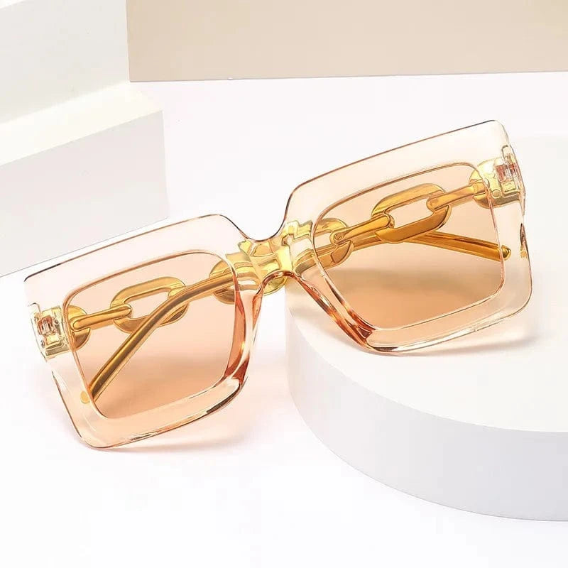 Fashion sunglasses / C6 2024 New arrival fashion custom logo classics leopard print high quality retro chain frame square sunglasses for women