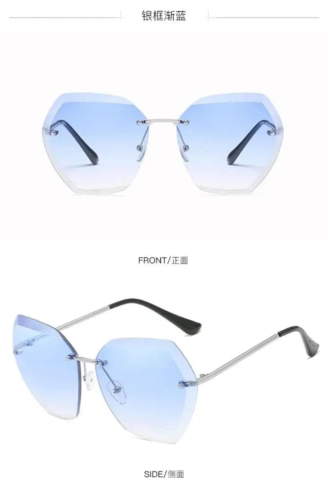 Fashion sunglasses / C6 2024 New Style Custom Fashion Retro Women Sun Glasses Frameless Unique Wholesale Oversized Rimless luxury Sunglasses