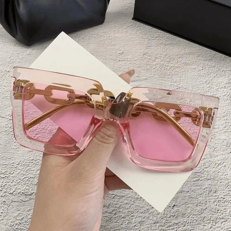 Fashion sunglasses / C7 2024 New arrival fashion custom logo classics leopard print high quality retro chain frame square sunglasses for women