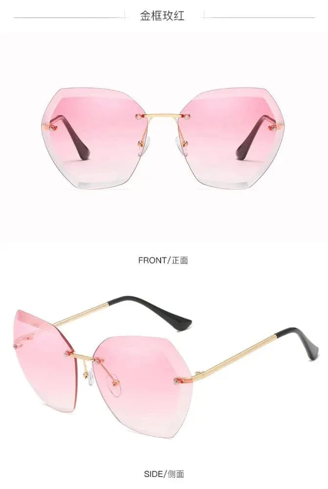 Fashion sunglasses / C7 2024 New Style Custom Fashion Retro Women Sun Glasses Frameless Unique Wholesale Oversized Rimless luxury Sunglasses
