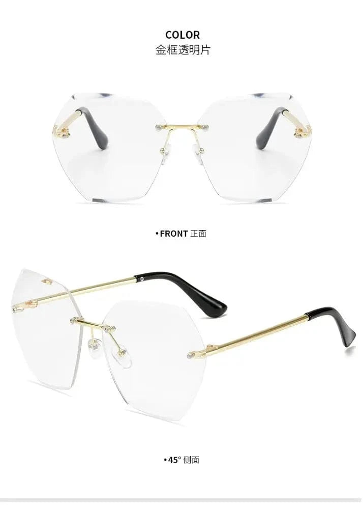 Fashion sunglasses / C8 2024 New Style Custom Fashion Retro Women Sun Glasses Frameless Unique Wholesale Oversized Rimless luxury Sunglasses