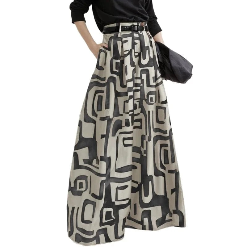 Fashion Trendy Women's High Waisted Pant 2025 Summer Autumn Loose Pleated Printed Wide Leg Casual Long Trousers For Female