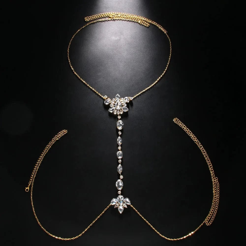 Fashion Water Drop Chest Chain Bra Necklace Summer Bikini New Geometric Waist Chain Women Sexy Body Jewelry