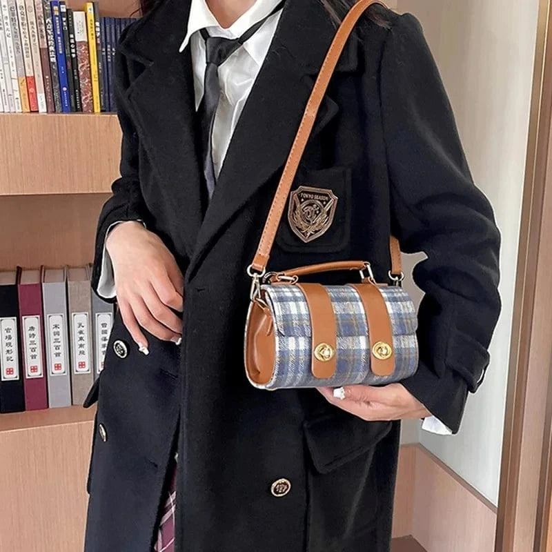 Fashion Women Boston Bags Retro Plaid Handbags And Purse Totes PU Leather Shoulder Crossbody Bag Casual Messenger Bags
