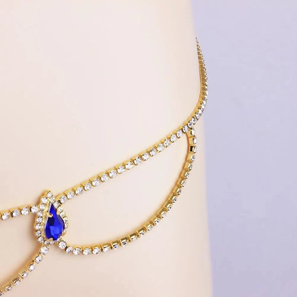 Fashion Women Crystal Waist Beads Charms Chain For Women Sexy Body Chain Water Drop Rhinestone Belly Chain Dance Jewelry