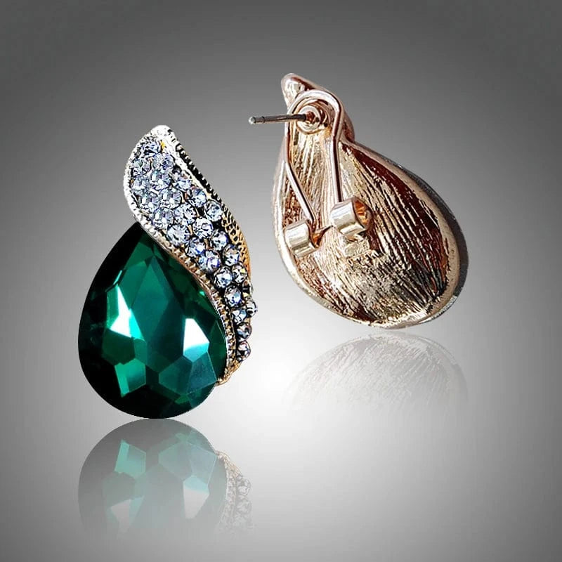 Fashion Women's Teardrop Clip on Earrings Non Piercing Rhinestone Crystal Charm Jewelry Ear Clip Wholesale