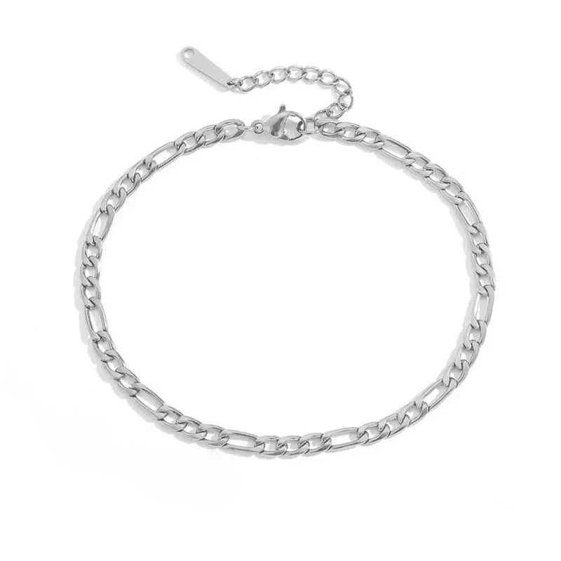 Fashion / YF32825-Silver-20+3CM eManco 14k Gold plated stainless steel Figaro Leg Chain Anklet Bracelet Summer Foot Jewelry for Women Girls