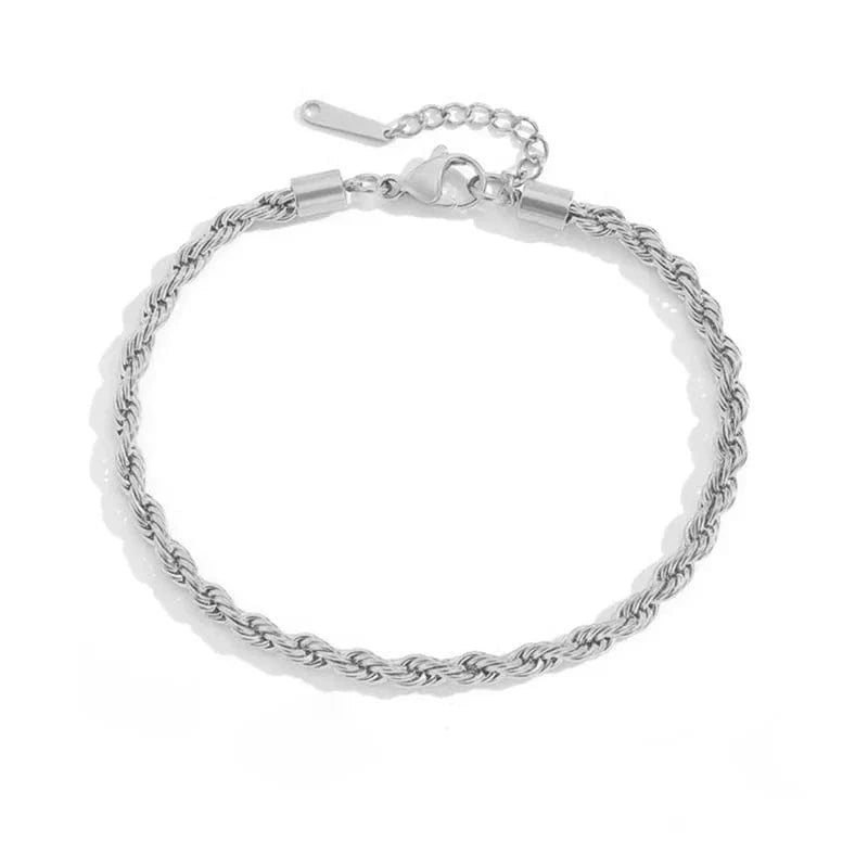 fashion / YF32862-Silver Stainless Steel Women Anklet Jewelry 14k Gold Twisted Rope Chain Anklet Hot Selling Leg Chain Anklets Beach Jewelry