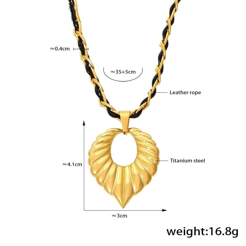 Fashion / YF6022-necklace Stainless Steel Waterproof Jewelry Set Leather Rope Chain Roman Pattern Geometric Pendant Necklace Zircon Earrings YF6022