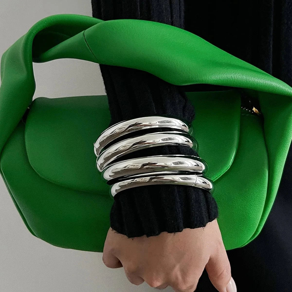 FASHIONABLE BANGLE / 6cm / 2 2024 New Arrival Fashion Cheap Wholesale stacked metal wide bracelets with simple personalized round punk women bracelet sets