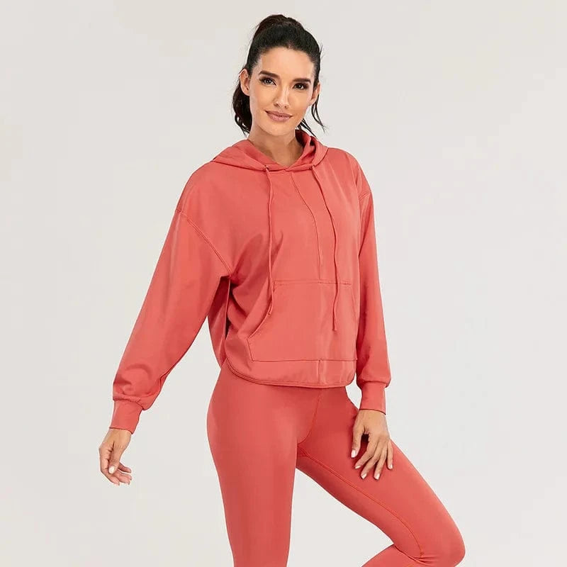 Fashionable Casual Sport Long Sleeve Hollow out Back Hoodie Two Piece Sets Women Stylish Yoga Gym Leggings Leisure Suit