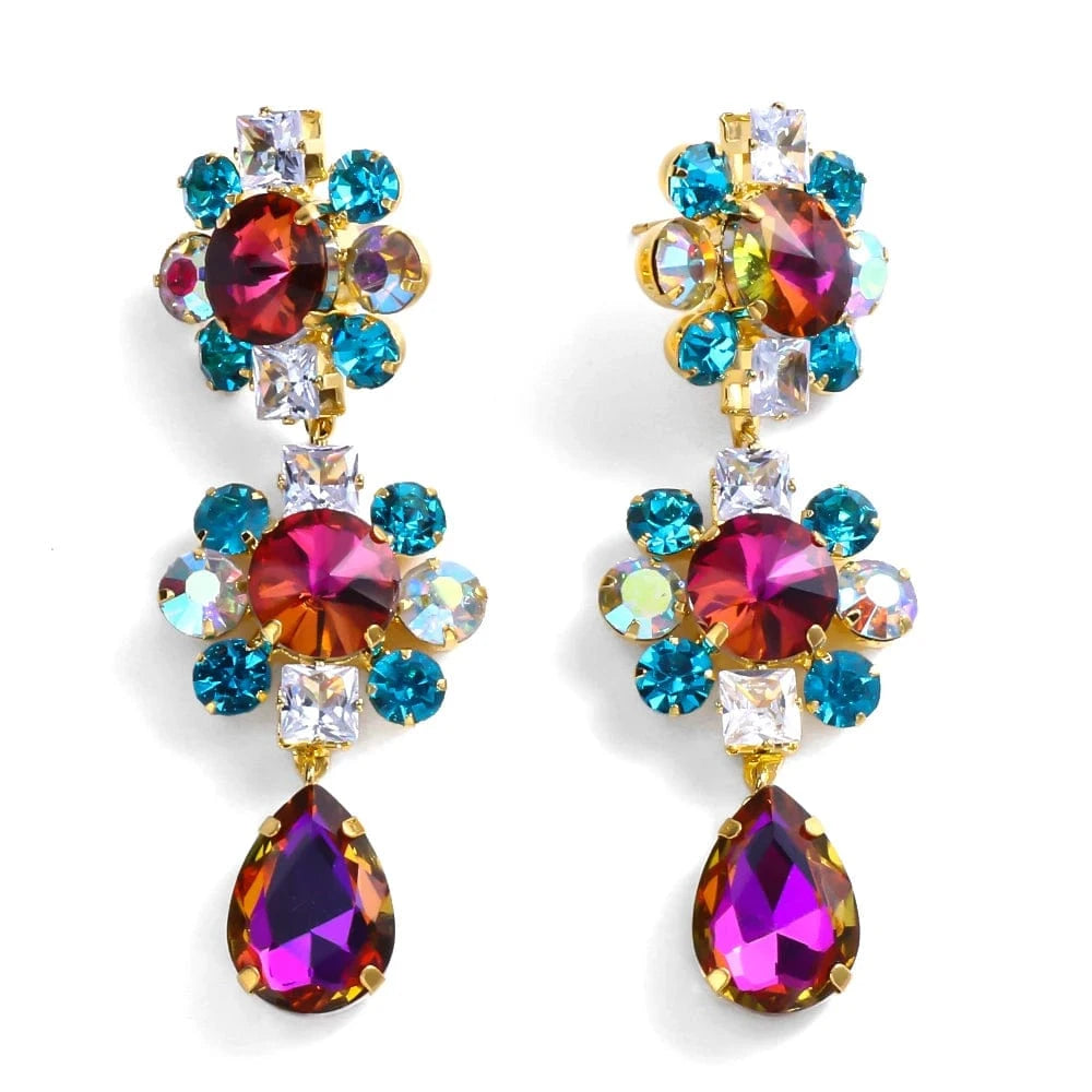 Fashionable / Earrings High Quality Colorful Flower Rhinestone Jewelry Set For Women Bridal Necklace and Earring Sets Wedding Jewelry Accessories