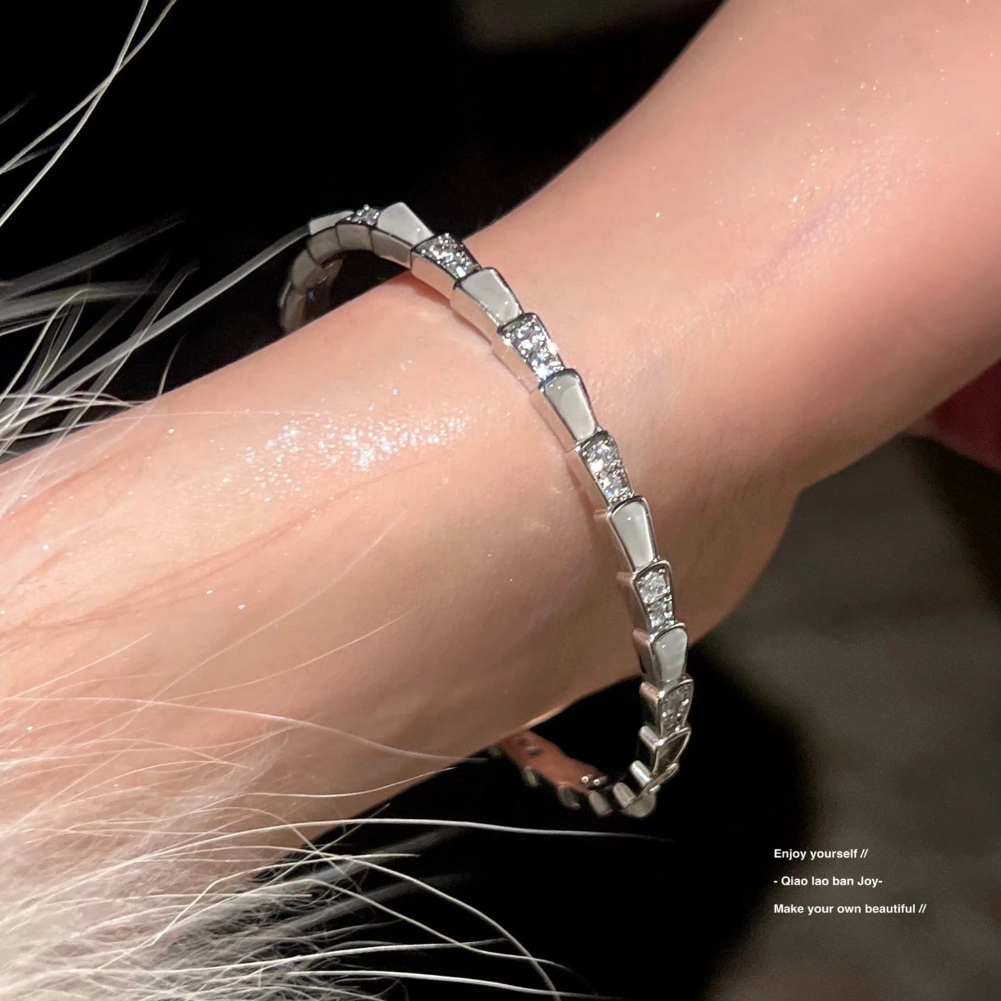 Fashionable Full Snake Bangle Bracelet Ins Light Luxury Zircon Bracelet Jewelry Bracelet Crystal Open Adjustable Jewelry