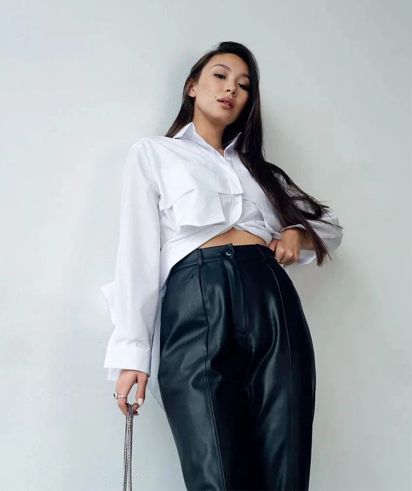 Fashionable Hot Selling Button Long Sleeve White Woman Oversized Shirt Top Casual