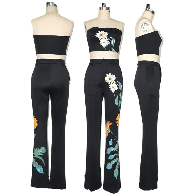 FD123 New Arrivals Autumn Winter Ladies Print Pants Coat Long Windbreaker Set Three Piece Set Women Clothing Windbreaker Jacket