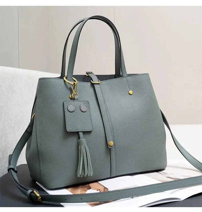 Female Soft Natural Cowhide Handbags Women Cow Genuine Leather Shoulder Bag Ladies Fashion Designer Luxury Retro Crossbody Bags