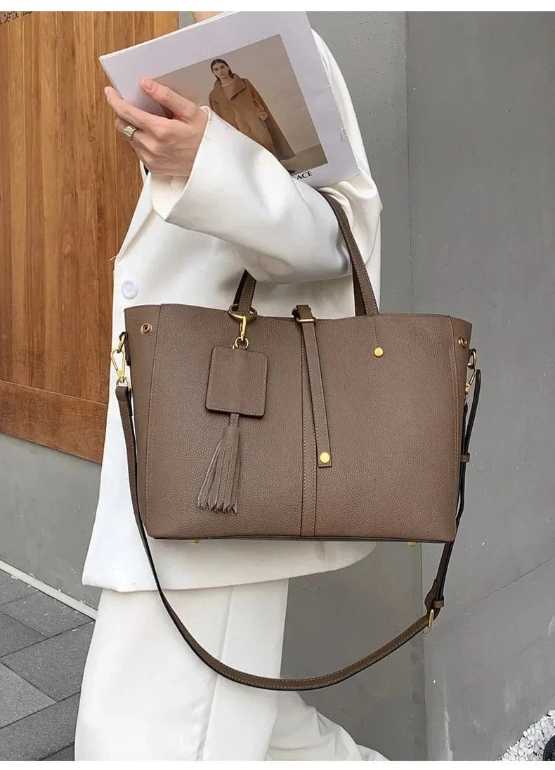 Female Soft Natural Cowhide Handbags Women Cow Genuine Leather Shoulder Bag Ladies Fashion Designer Luxury Retro Crossbody Bags