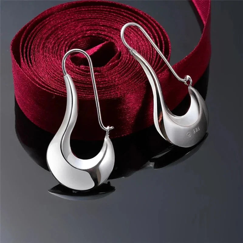 Fine 925 Sterling Silver Drop Earrings Charm for Women Jewelry Fashion Wedding Engagement Party HOOP Nice Gift