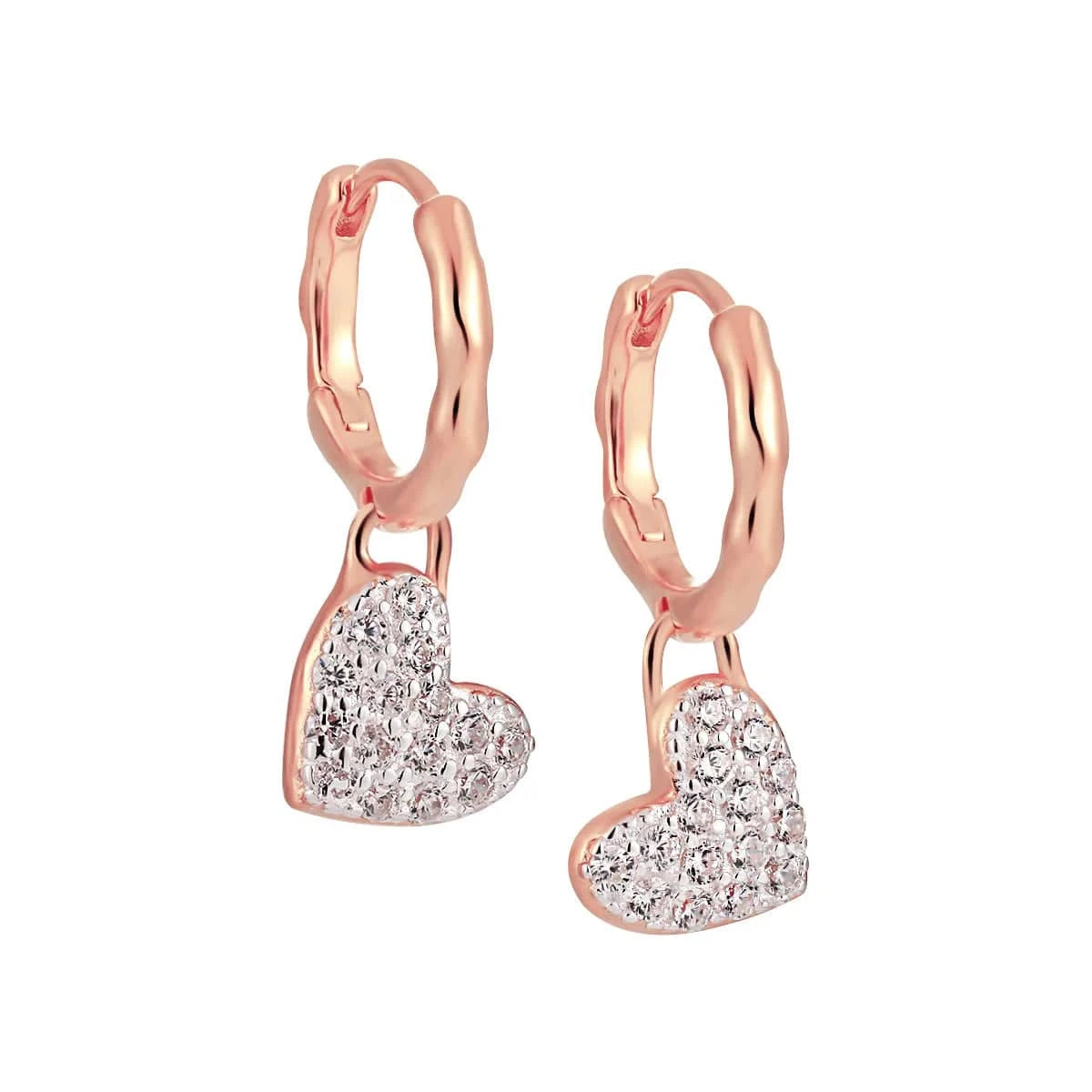 Fine jewelry 925 sterling silver heart diamond drop earrings 18K gold plated 925 silver hoop earring jewelry for women wholesale