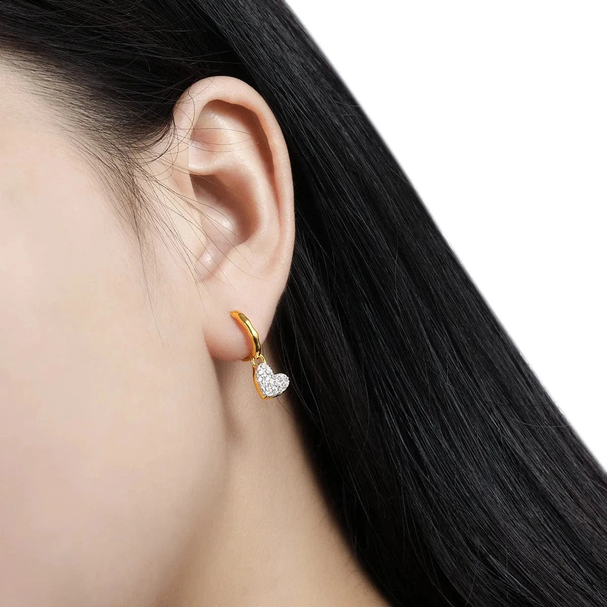 Fine jewelry 925 sterling silver heart diamond drop earrings 18K gold plated 925 silver hoop earring jewelry for women wholesale