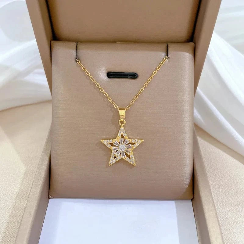 Fine Jewelry Jewelry Sets 18k Gold Plated Stainless Steel Zircon Crystal Pendant Necklace Earrings Jewelry Set For Women Gift