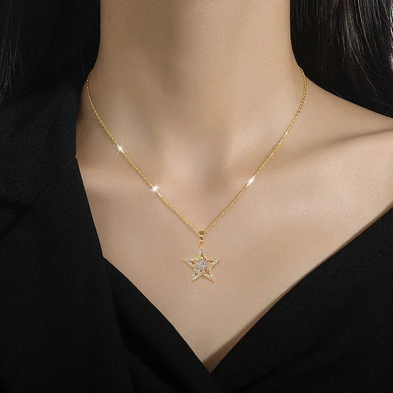 Fine Jewelry Jewelry Sets 18k Gold Plated Stainless Steel Zircon Crystal Pendant Necklace Earrings Jewelry Set For Women Gift
