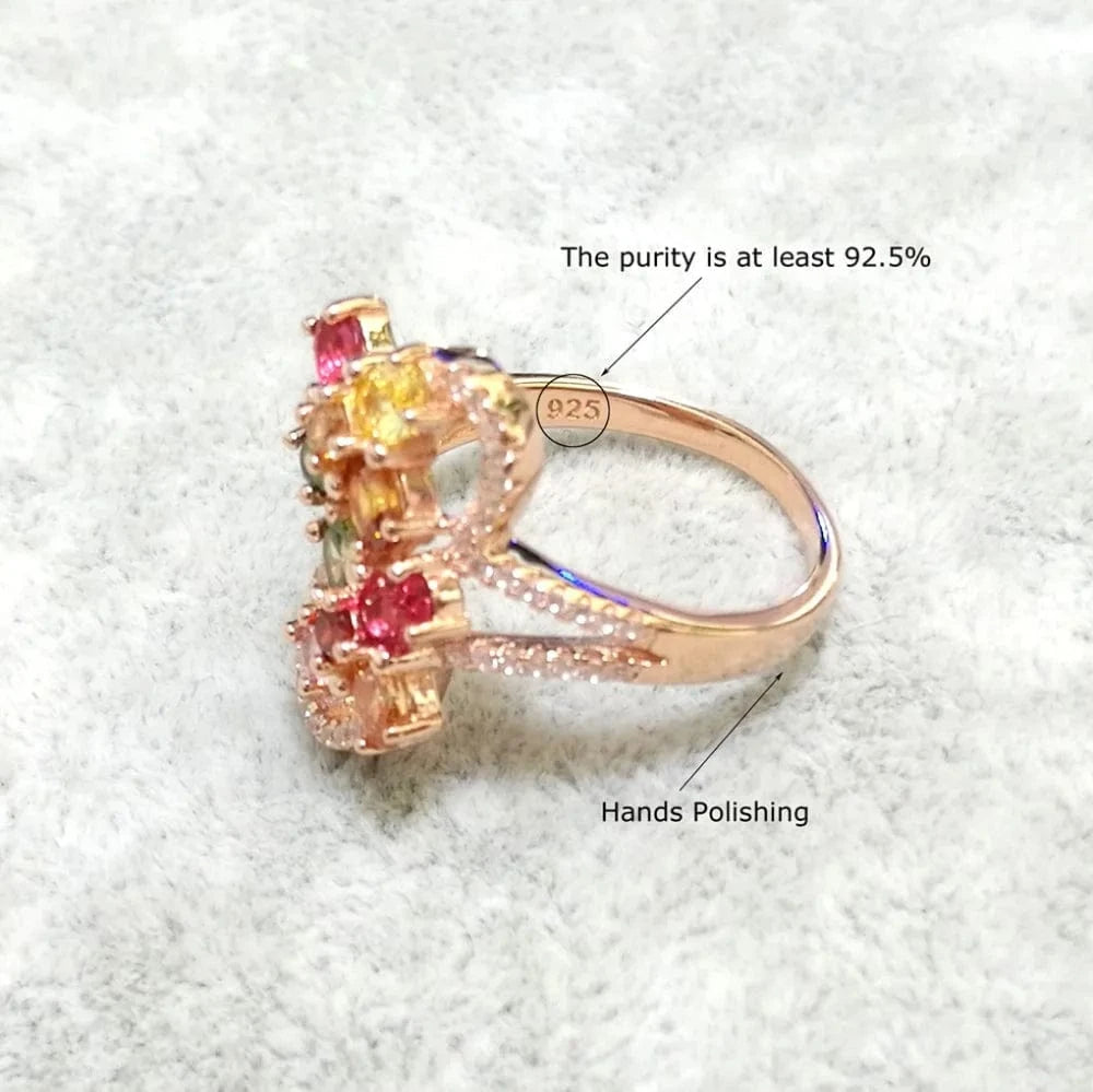 Fine Jewelry Rings Silver Rings Colorful Zircon Stone Women Rings 925 Silver Jewelry