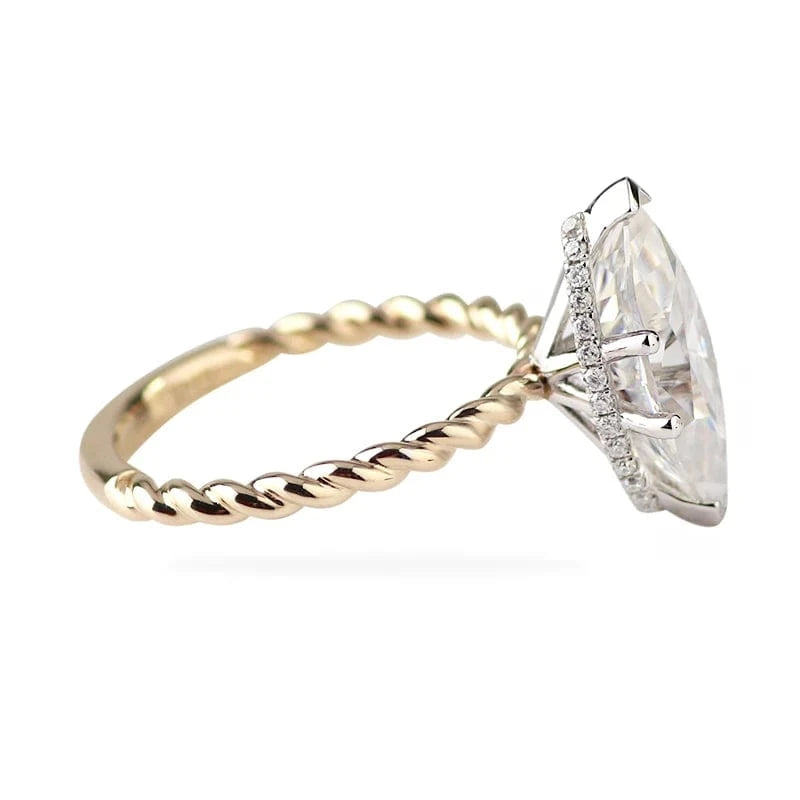 fine jewelry solid 10K 14K 18K yellow gold prong setting 7*14mm 3ct marquise cut solitaire moissanite as engagement wedding ring Etsy Bestseller 2024