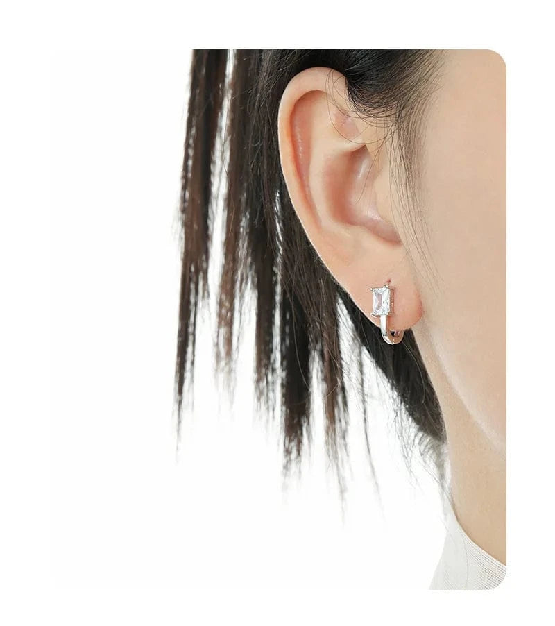 Fine silver jewelry 925 sterling silver U shape hoop huggies earrings 18K gold plated 925 silver earring jewelry women wholesale