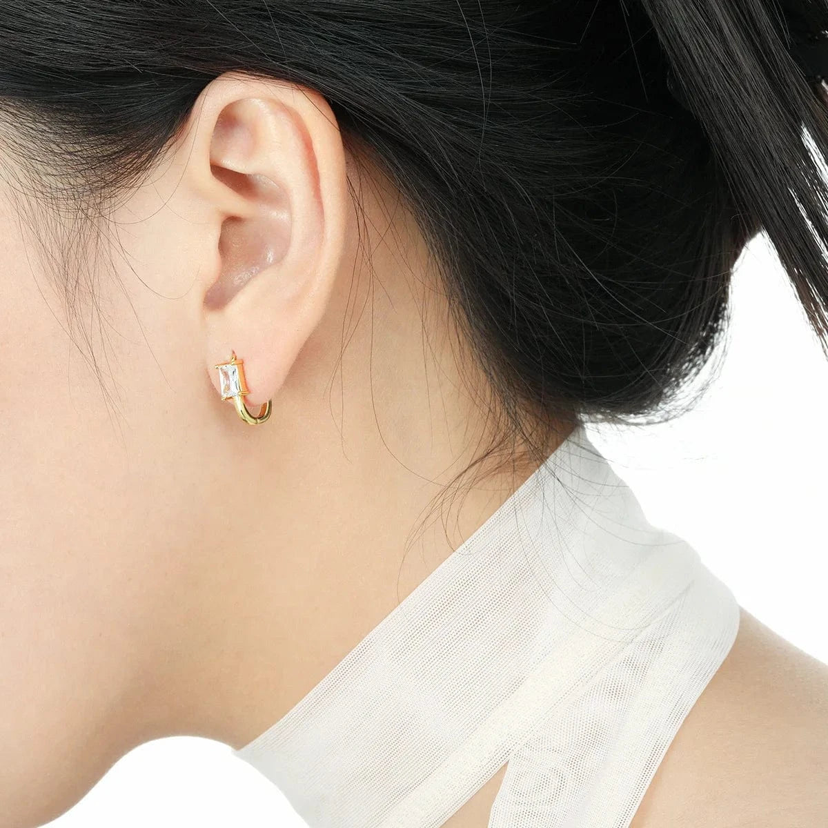 Fine silver jewelry 925 sterling silver U shape hoop huggies earrings 18K gold plated 925 silver earring jewelry women wholesale