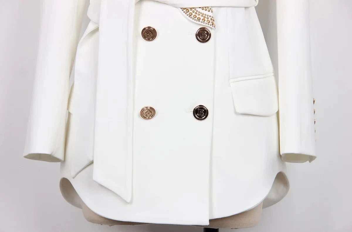 Fine Workmanship European Women Vintage Jacket Luxury Beading Design Quality Retro Lady Blazer