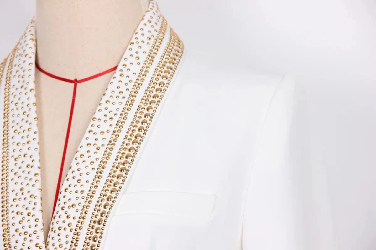 Fine Workmanship European Women Vintage Jacket Luxury Beading Design Quality Retro Lady Blazer