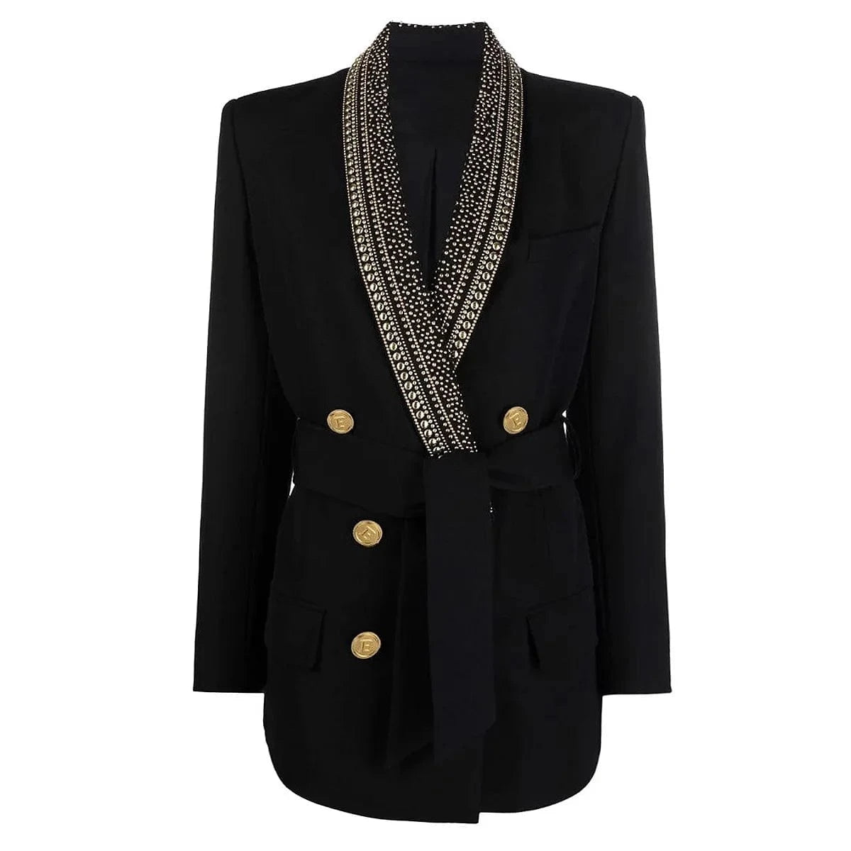 Fine Workmanship European Women Vintage Jacket Luxury Beading Design Quality Retro Lady Blazer