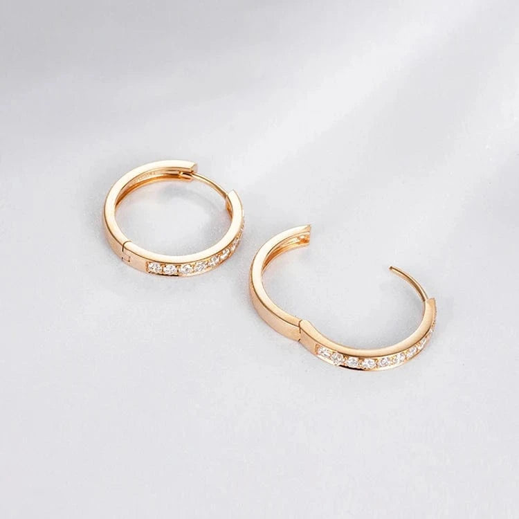 Fine Workmanship Half Circle Diamond Design Moissanite Lab Diamond Earrings CC Huggie Hoop Fashion Earring