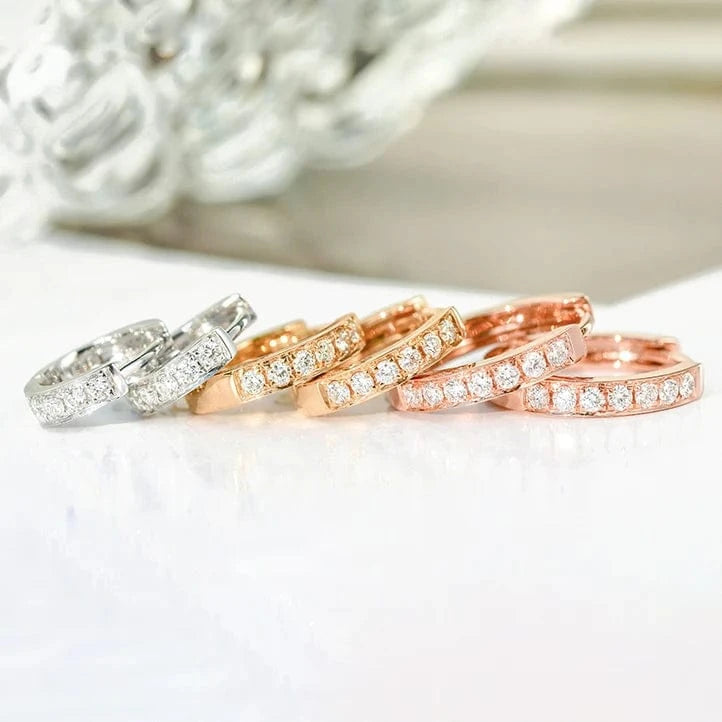 Fine Workmanship Half Circle Diamond Design Moissanite Lab Diamond Earrings CC Huggie Hoop Fashion Earring