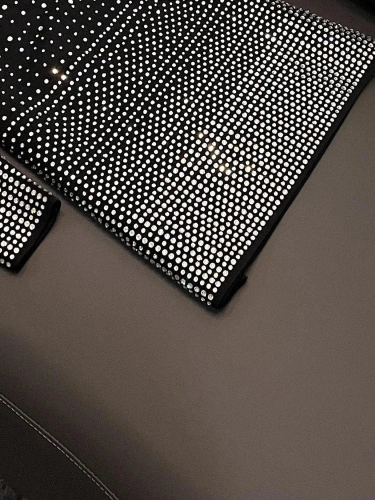 Fine Workmanship Shinny Hot Drilling  Office Lady V-neckline Long Sleeve Women Gradient Skinny Short Slim Knitted Dress