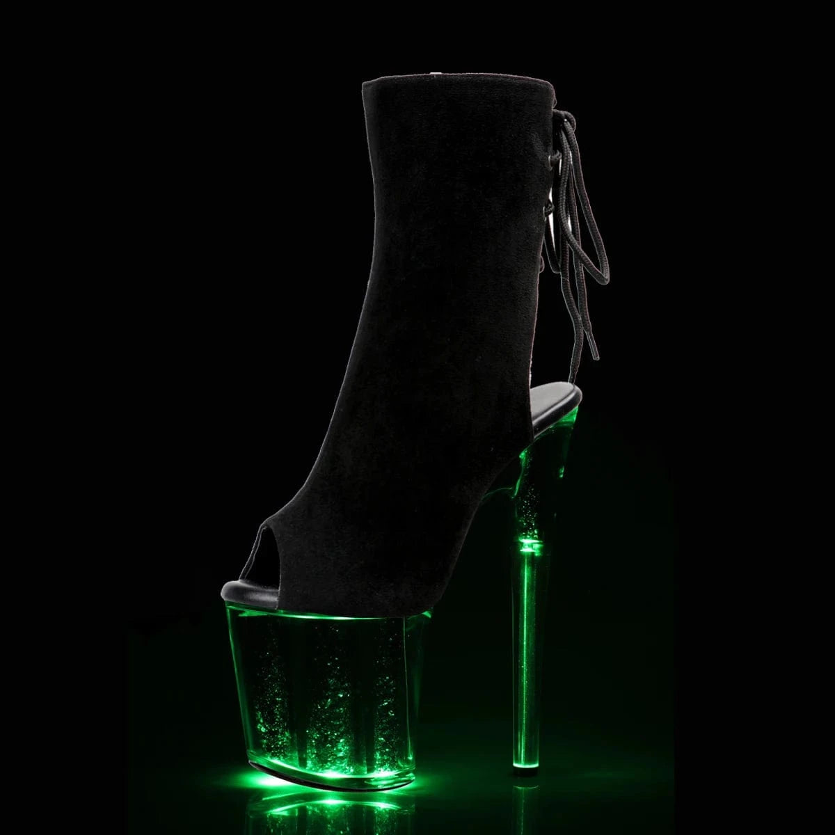 Flock Peep Toe Thin Heels Roman Big Size 20cm Nightclub Flash Queen Models Party Exotic Dancer Platform Boots Pole Dance Shoes