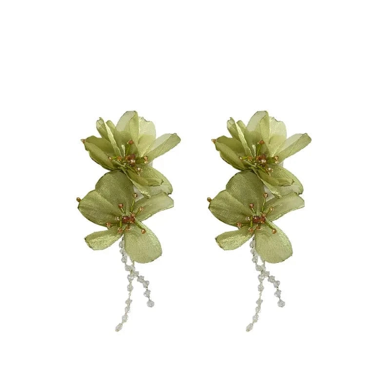 Flower Mesh Crystal Tassel Earrings for Women Elegant Style Exaggerated Long Earings Wholesale