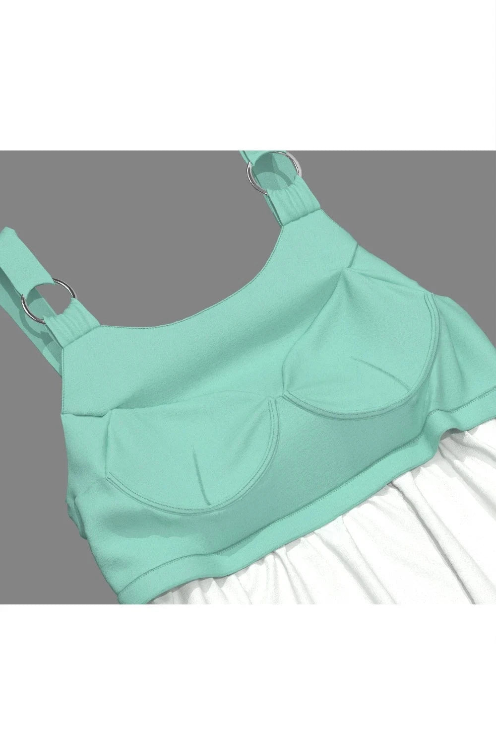 Flycurvy Plus Size Casual Green Striped Print Metal Ring Tank Top With Built In Bra