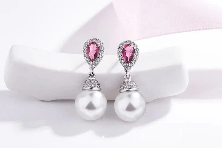 For Women Fashion Silver 925 Jewelry Drop Earring Silver Color Gemstone Bizuteria Orecchini Pearl China CLASSIC Alloy Zircon