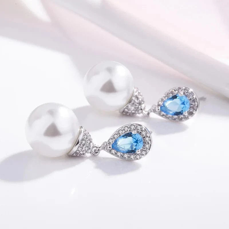 For Women Fashion Silver 925 Jewelry Drop Earring Silver Color Gemstone Bizuteria Orecchini Pearl China CLASSIC Alloy Zircon