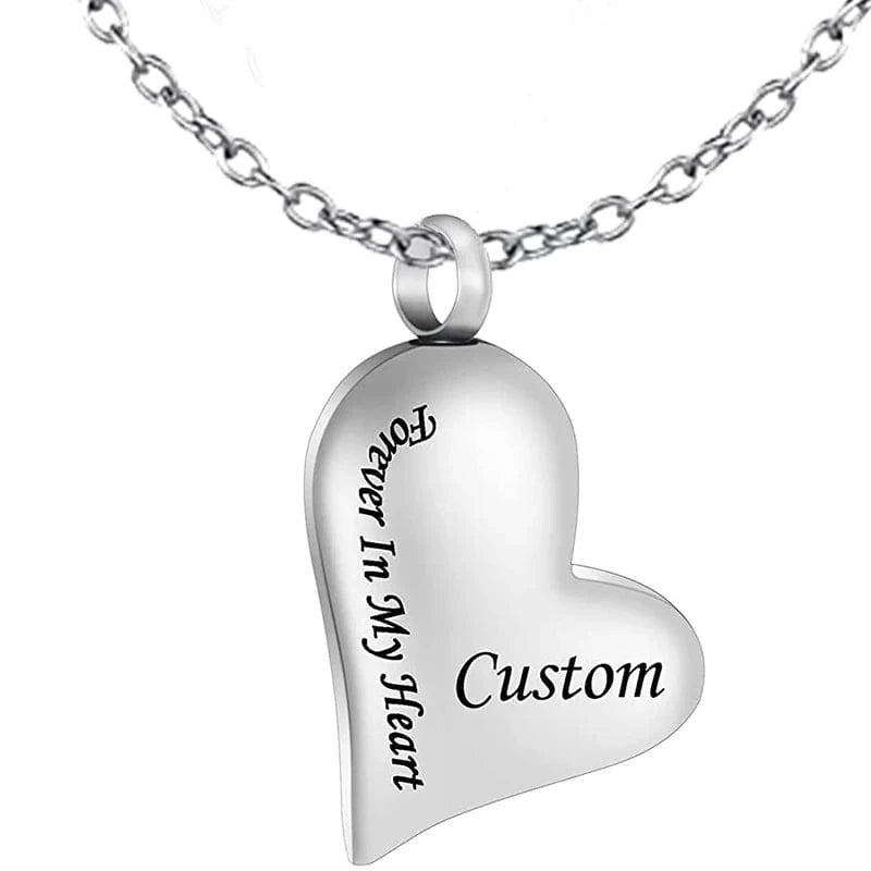 Forever in My Heart - Urn Necklace for Ashes Cremation Pendant Stainless Steel Ashes Jewelry Gift for Dad Mom Papa Husband Wife